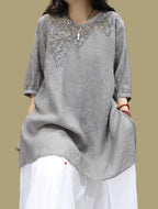 Linen Embroidered Top.