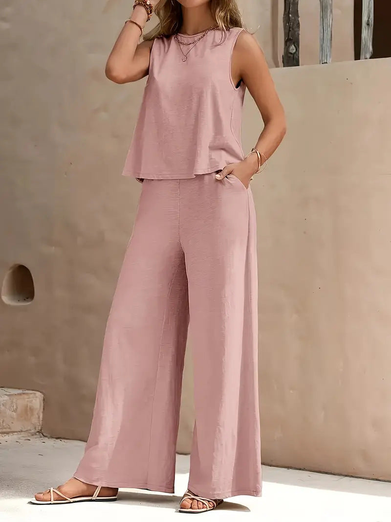 Women's Two Pieces Linen Outfit for Summer