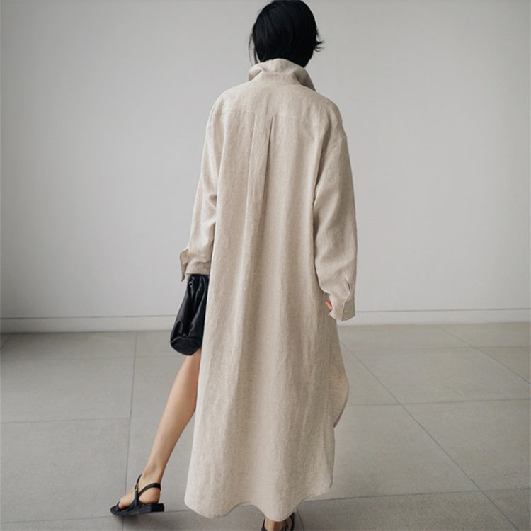 Oversized Shirt Dress Over Knee Long Slit