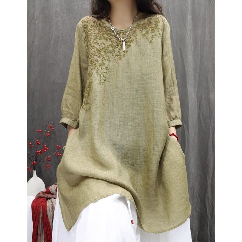 Linen Embroidered Top.